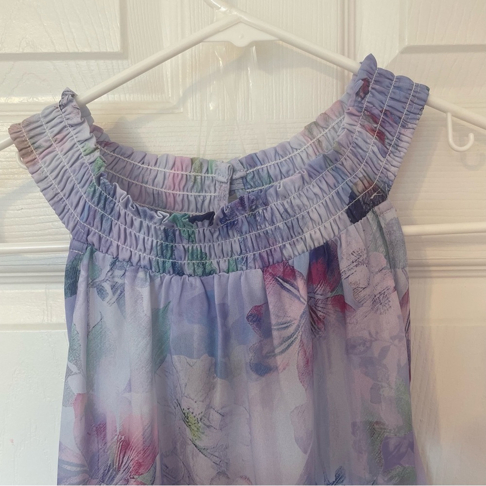Floral Cold Shoulder Top with Fitted Wrists - Picture 3 of 12